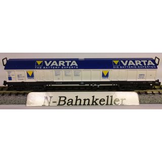 Minitrix 13868 Hubdachwagen 4achs. Varta weiß/blau NEU OVP