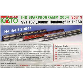 Kato 10710 VT 137 Bauart Hamburg Ep.II 2-tlg. DR creme-violett  NEU