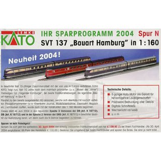 Kato 10712 VT 04.501 Bauart Hamburg Ep.IIIa 2-tlg. DB rot  NEU