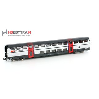 Hobbytrain 25113 IC2000 Dosto Wagen SBB, 2.Klasse Typ B weiß-rot neue Betr.-N