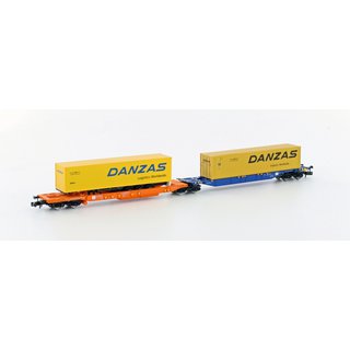 Hobbytrain 23750-3 Containertaschenwagen Sdggmrss 744 "Papagei" DB "Danzas" Neu