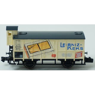Minitrix 13491 Gedeckter Güterwagen mit Brhs, 2-achsig, beige, `Leibniz Keks`OVP