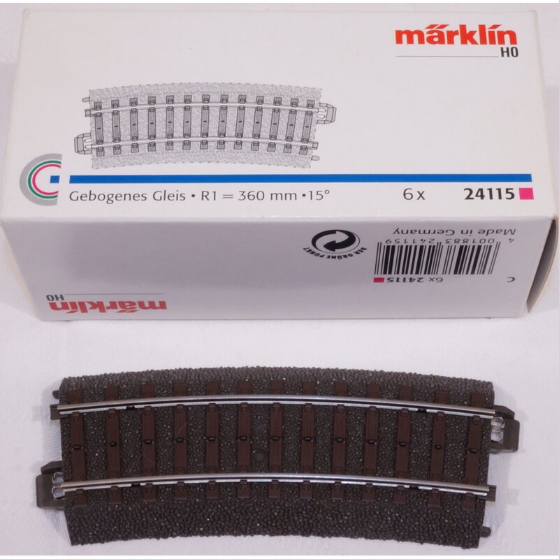 Kit De Voie Märklin HO - 2 Courbes 15° R=360mm + 6 Droits, Occasion Comme Neuf