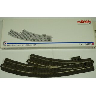 Märklin 24672 Bogenweiche rechts Radius 1=360 mm 30° NEU OVP