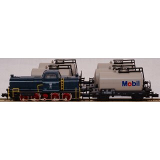 Arnold 0151 6-teilige Güterzuggarnitur "Industriebahn", Diesellokomotive MAK 600 D, fünf Kesselwagen "Mobiloil" ohne OVP