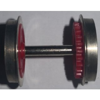 Radsatz Dampf 15 mmZ Radsatz Dampflok rot  mit Zahnrad Gleichstrom Neu