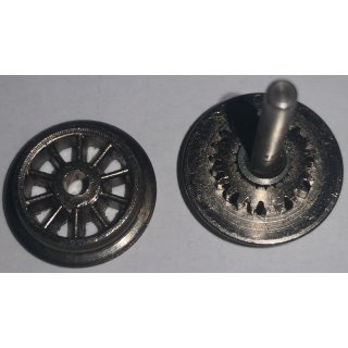 Radsatz 12 mm Radsatz silber Speichenrad einseitig isoliert  Z22Gleichstrom Neu