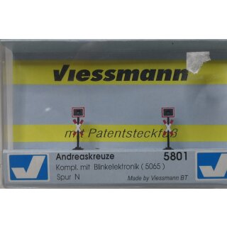 Viessmann 5801 Andreaskreuze, 2 St&uuml;ck mit Blinkelektronik Spur N NEU