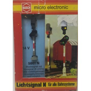 Busch 5861 Lichtsignal Blocksignal mit Vorsignal Spur N NEU