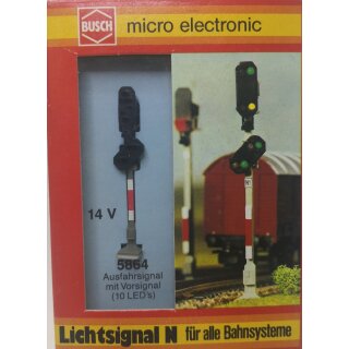 Busch 5864 Lichtsignal Haupt-/Sperrsignal mit Vorsignal Spur N NEU