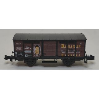 Minitrix 13431 K.P.E.V. Gedeckter G&uuml;terwagen "Bananen" neuwertig ohne OVP