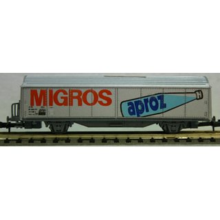 Roco 2326B Güterwagen MIGROS 2achs. grau einseitig mit Bremserbühne ohne OVP
